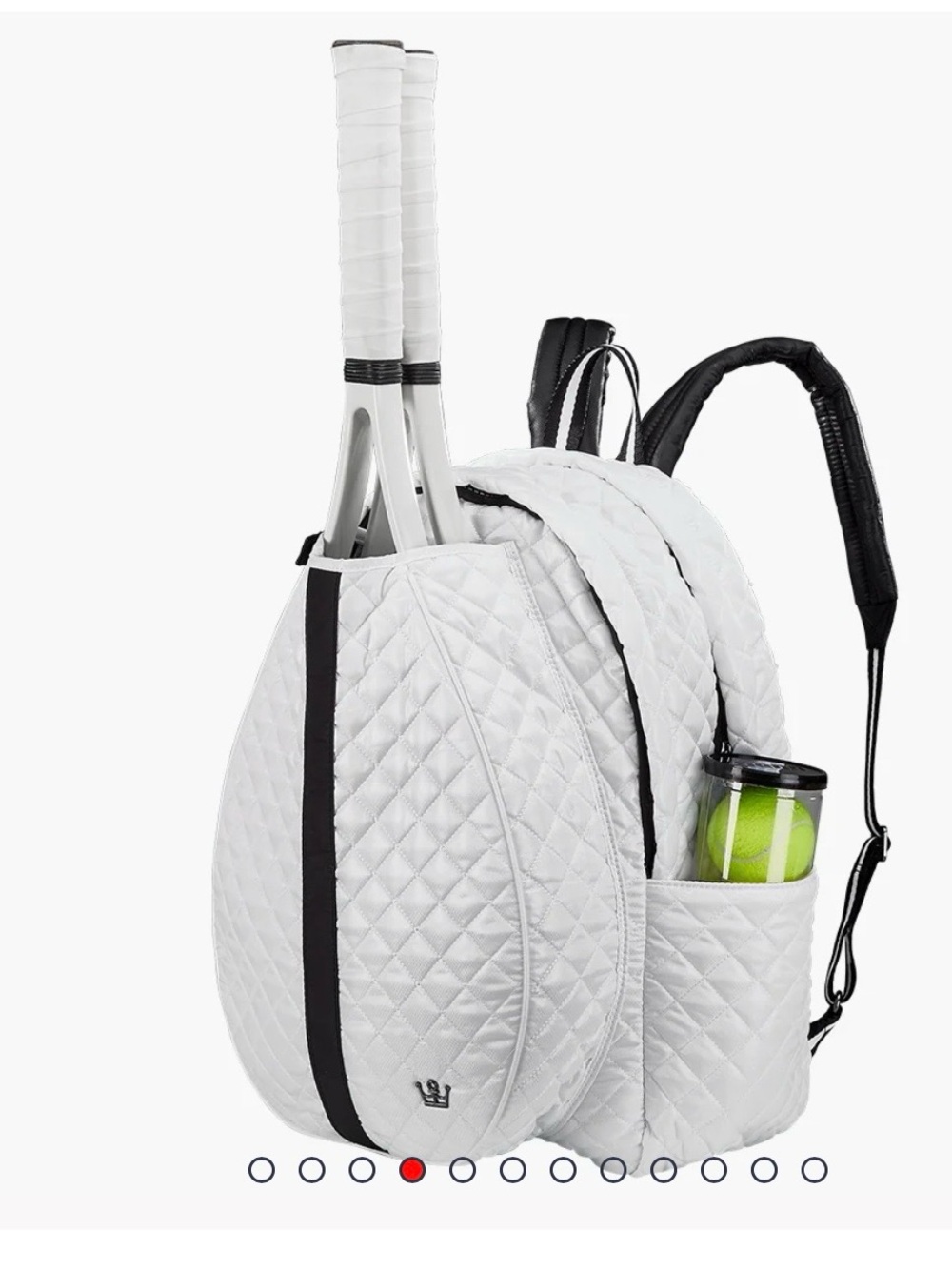 Oliver Thomas Quilted White Tennis Backpack with Black Trim